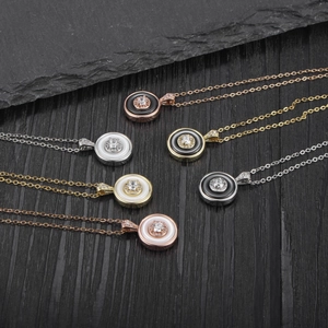 Minimalist round pavé diamond necklace in rose gold and silver for elegant women