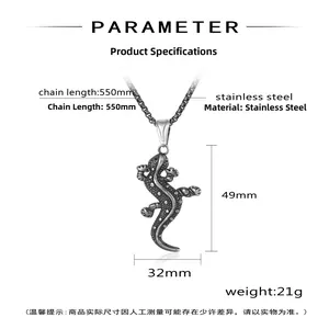 Größentabelle für Eidechsenanhänger mit 550mm Kette und 49x32mm Edelstahlanhänger