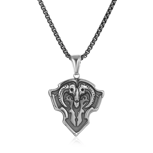 Vintage Edelstahl Widderschädel Schild Anhänger Halskette Für Herren Hip Hop Antiksilber Poliert Gothik Punk Schmuck Geschenk