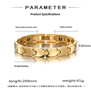 Details des Magnetarmbands aus Edelstahl mit Maßen 10mm Breite und 209mm Länge im Fokus