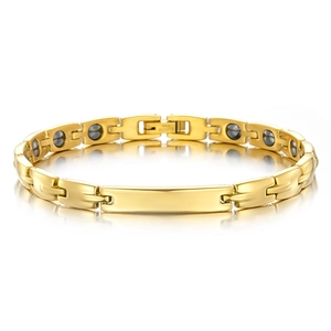 Bracelet de Magnétothérapie en Acier Titane Minimaliste pour Femmes Hommes Bracelet Chaîne à Maillons d'Énergie Saine Électroplaqué Poli