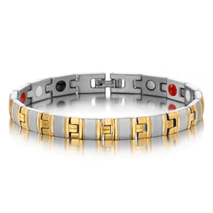 Polished silver and gold titanium steel magnetic health bracelet for men and women