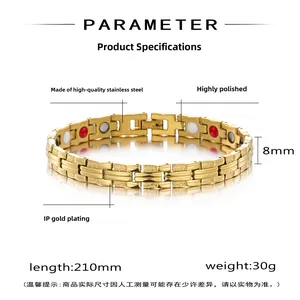 Detailsicht des 8mm goldfarbenen Edelstahl-Magnetarmbands mit IP-Beschichtung