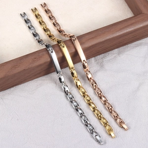 Bracelets barres en acier inoxydable en argent, or et or rose, style minimaliste