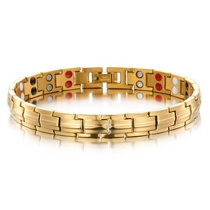Magnetic Therapy Stainless Steel Bracelet For Men Women Health Energy Double Row Magnets Geometric Link Chain Bracelet