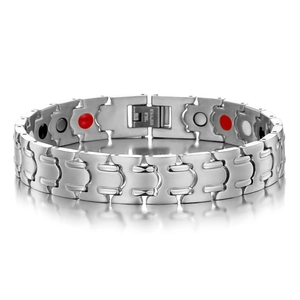 Bracciale magnetico da uomo in acciaio inossidabile con design a maglie industriali