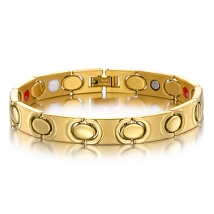 Heren Titanium Staal Magneettherapie Armband Ovaal Schakel Zakelijk Mode Gezondheid Sieraden Goud Zilver Tweekleurig Staalkleur