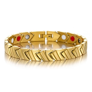Bracelet de Magnétothérapie en Forme de V en Acier Titane Or pour Femmes Chaîne à Maillons de Flèche Bijoux de Santé