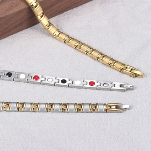 Titanium steel magnetic health bracelets in gold, silver, and two-tone finishes for men