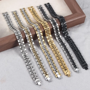 Vintage braided titanium steel bracelets for men in six colors with metal link mesh texture