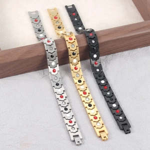 Bracciali magnetici da uomo in acciaio inossidabile argento, oro e nero