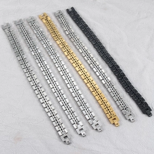 Retro woven titanium steel bracelets in silver, gold and black colors for men