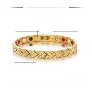 Specifications of gold 8mm stainless steel magnetic bracelet with IP plating and high polish