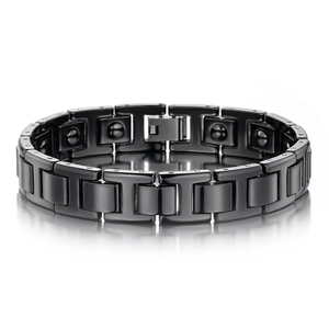 Men Magnetic Health Bracelet Polished Ceramic Hematite H-Link Geometric Bracelet Black Minimalist Jewelry Gift For Men