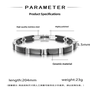 Dettaglio del bracciale magnetico stile bambù, larghezza 5,5mm e lunghezza 204mm