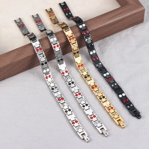 Titanium steel magnetic health bracelets in silver, gold, and black colors