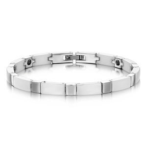 Bracciale magnetico in acciaio inossidabile con maglie in ceramica di bambù per donna