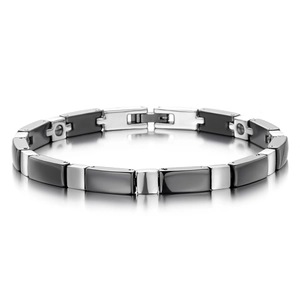Bracciale a Maglie in Acciaio Inossidabile e Ceramica per Magnetoterapia Minimalista Moderno Gioielli Regalo Donna