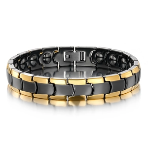 Magnetic Therapy Ceramic Hematite Bracelet For Men Women Gold Plated Geometric Arrow Link Bracelet Wellness Jewelry Gift