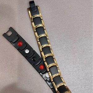 Men Personalized Titanium Steel Magnetic Therapy Bracelet Fashion Gold Plated Geometric Chain Health Bracelet Jewelry Gift