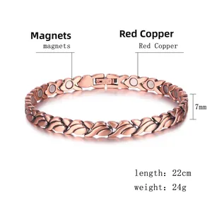 Detailansicht eines 7mm breiten Kupfer-Magnettherapie-Armbands mit Magneten