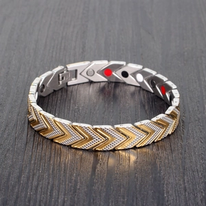 Arrow pineapple pattern magnetic therapy bracelet with gold and silver arrow links