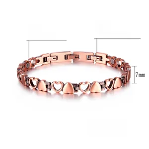 Detail of red copper magnetic therapy bracelet with dimensions 7mm width and 22cm length