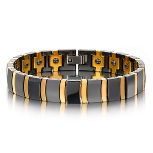 Niche Fashion Ceramic Stainless Steel Magnetic Therapy Bracelet For Unisex Trendy Geometric Health Jewelry Hand Bangle