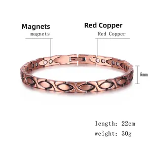 Vintage Magnetarmband aus Kupfer für Damen mit Fischgräten-Gliedern und Magnettherapie