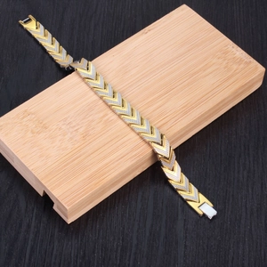 Modern arrow pineapple pattern men's bracelet in gold and silver stainless steel