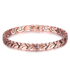 Vintage Ethno Rot Kupfer Magnettherapie Armband Für Damen X-Förmiges Geometrisches Gliederkettenarmband Mit Gesundheitsmagneten Geschenk