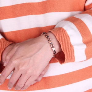 Copper heart link bracelet for women with elegant magnetic hollow heart charm design