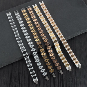 Ceramic and stainless steel magnetic bracelets in assorted colors with interlocking links