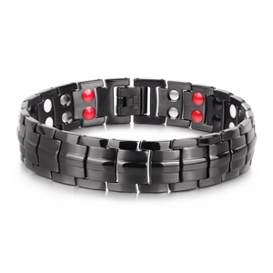 15mm Double Row Magnetic Therapy Stainless Steel Bracelet For Men Health Energy Therapeutic H-Link Chain Link Bracelet Jewelry