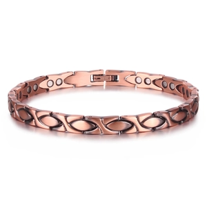 Vintage Rotes Kupfer Magnettherapie Armband Für Damen Gesundheit Bio Energie Geometrische Gliederkette Armband Schmuck Geschenk
