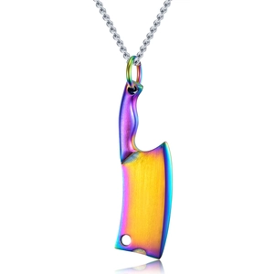 Creative Stainless Steel Cleaver Knife Pendant Necklace For Men Punk Hip Hop Streetwear Style Jewelry Accessory With Rope Chain