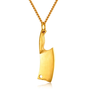Creative 18K gold plated cleaver pendant necklace with thick twisted rope chain