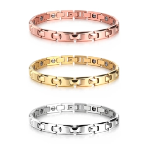 Minimalist Stainless Steel Magnetic Therapy Bracelet For Women Bio Health Energy Link Chain Bracelet Gold Rose Gold Silver Jewelry