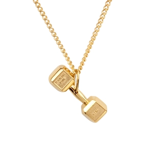 Titanstahl Hantel Anhänger Halskette Fitness Studio Sportlicher Schmuck Langhantel Gewichtsblatt Anhänger Für Herren Damen Trendiges Accessoire