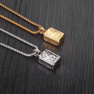 Collane vintage in acciaio al titanio con pendenti quadrati oro e argento con sbalzo
