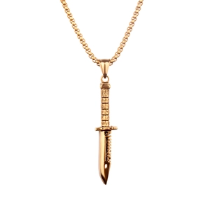 Collier Pendentif Poignard en Acier au Titane pour Hommes Hip Hop Punk Style Lame Tactique Bijoux pour Hommes Garçons Accessoires Mode