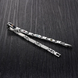 Titanium magnetic bracelet for women featuring colorful stones and brushed metal finish