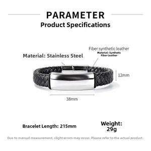 Dettaglio chiusura magnetica in acciaio titanio 38x12mm su bracciale in pelle intrecciata