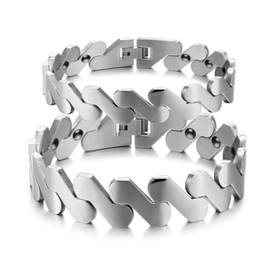 Bracelet de Magnétothérapie Géométrique Minimaliste en Acier Titane Pour Homme Femme Couple Soins de Santé Bijoux Polis Brossés Cadeau
