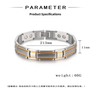 Details zu Abmessungen und 213mm Länge des magnetischen Edelstahlarmbandes für Herren