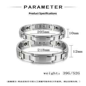 Specifiche taglie per bracciali magnetici in acciaio inossidabile in due larghezze