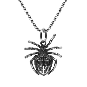 Gothic Hip Hop Punk Spider Pendant Necklace For Men Women Stainless Steel Vintage Distressed Animal Pendant Jewelry Gifts