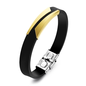 Men's Modern Minimalist Stainless Steel Silicone Leather Bracelet Geometric Brushed Metal Decoration Adjustable Bangle Hand Jewelry