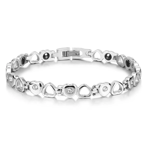 Stainless Steel Hollow Heart Magnetic Health Bracelet For Women Zirconia Inlaid Silver Jewelry Elegant Magnetic Bracelet Gift