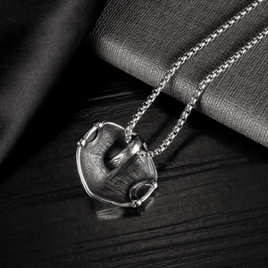 Pendentif masque hip hop en acier titane sur chaîne box, collier en acier inoxydable